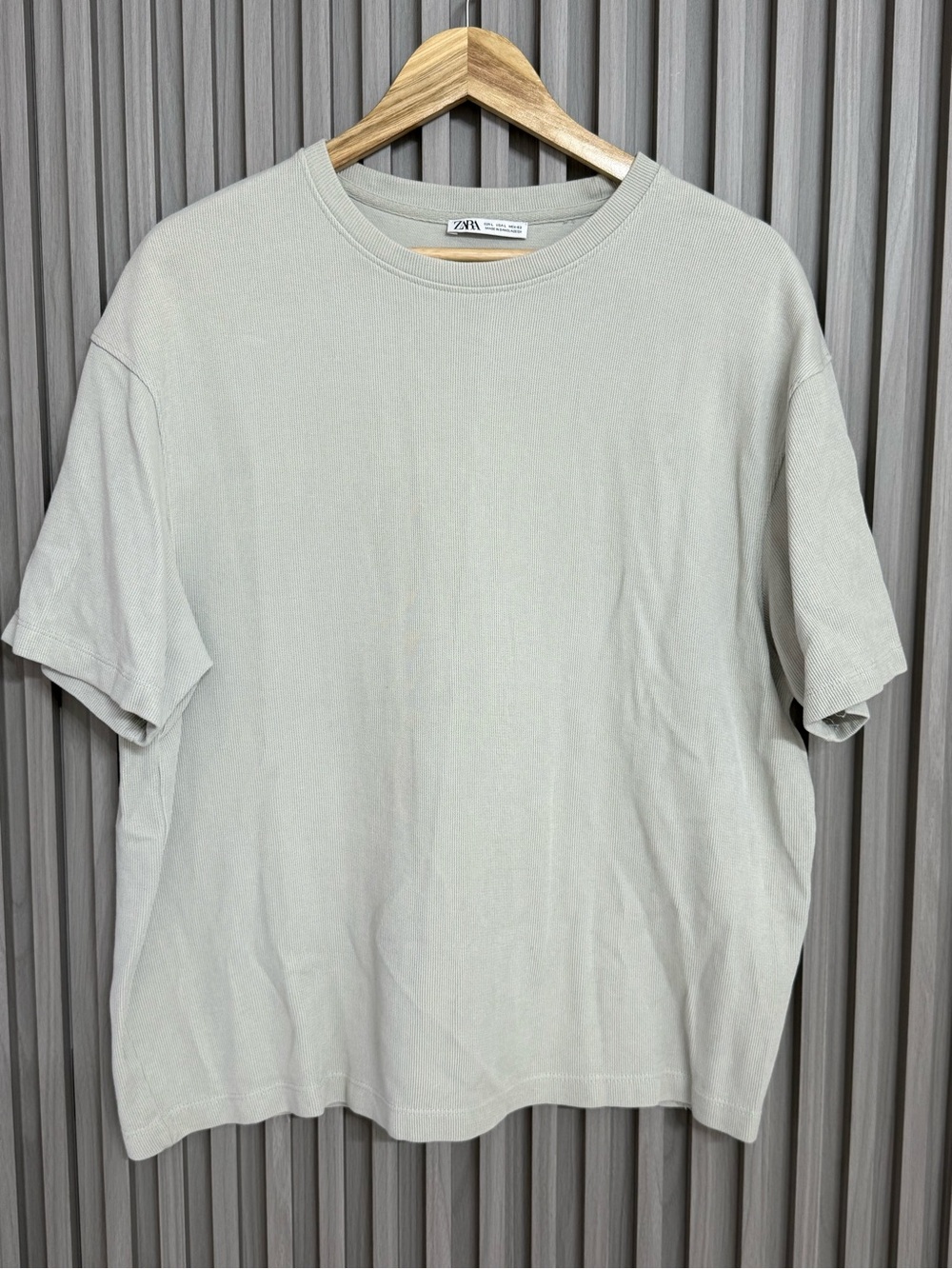 Zara Men's Short Sleeve Crewneck T-Shirt in Light Gray
